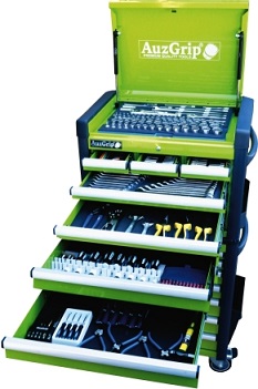 AUZGRIP - 302 PC METRIC TOOL KIT WITH CHEST & ROLLER CABINET GREEN